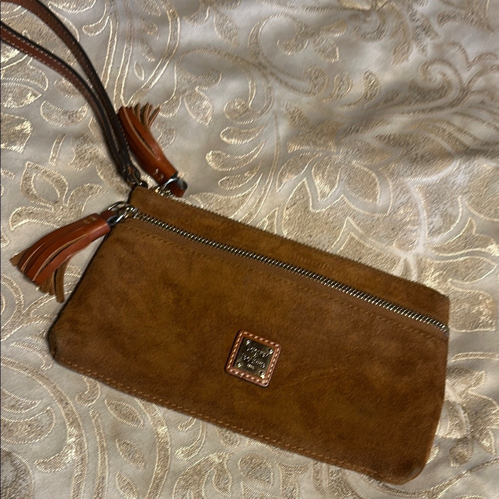 Dooney & Bourke Brown Suede Clutch Wristlet